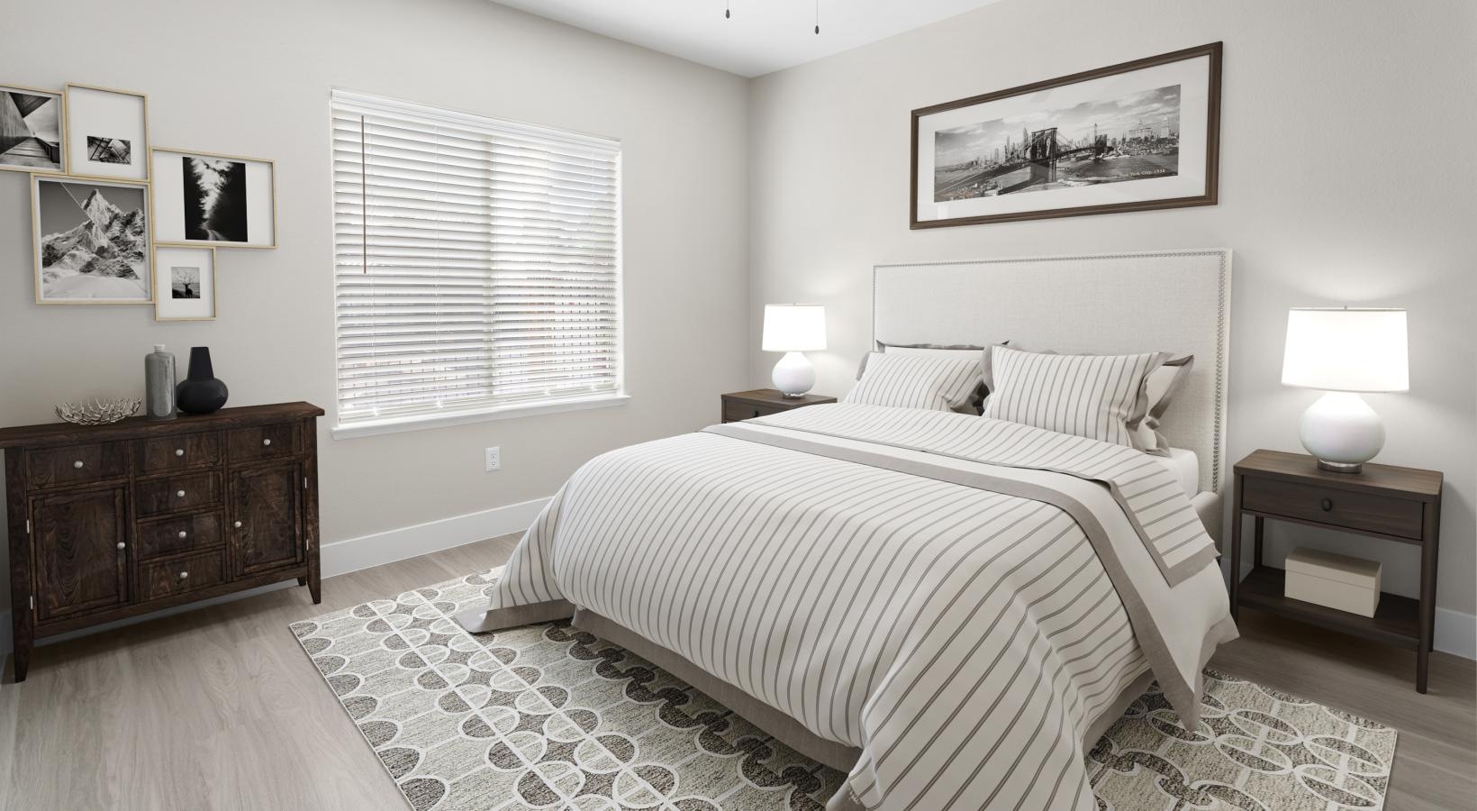 Beautiful bedrooms to fit every need a bedroom with a bed and a fan