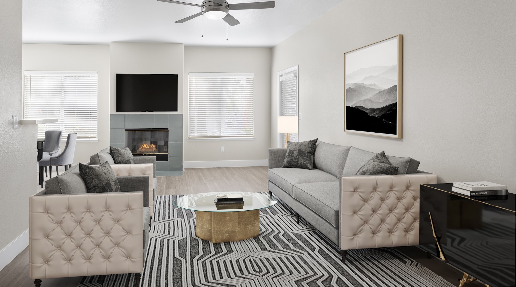 living room connected to kitchen